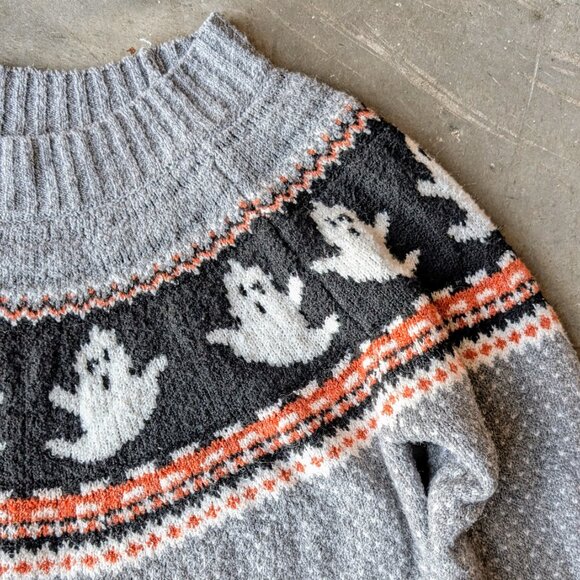 Maurices Gray Halloween Ghost Fair Isle Sweater small - Picture 4 of 8